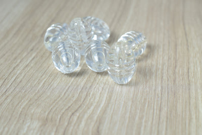 18 x 25mm Clear Ridge Lucite Plastic Beads/Vintage Barrel Plastic Clear Beads/Wholesale/Sold by 60 PCs, Clear Beads,Groove...