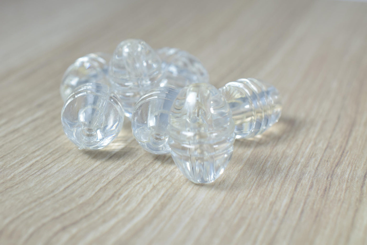 18 x 25mm Clear Ridge Lucite Plastic Beads/Vintage Barrel Plastic Clear Beads/Wholesale/Sold by 60 PCs, Clear Beads,Groove...