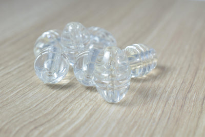 18 x 25mm Clear Ridge Lucite Plastic Beads/Vintage Barrel Plastic Clear Beads/Wholesale/Sold by 60 PCs, Clear Beads,Groove...