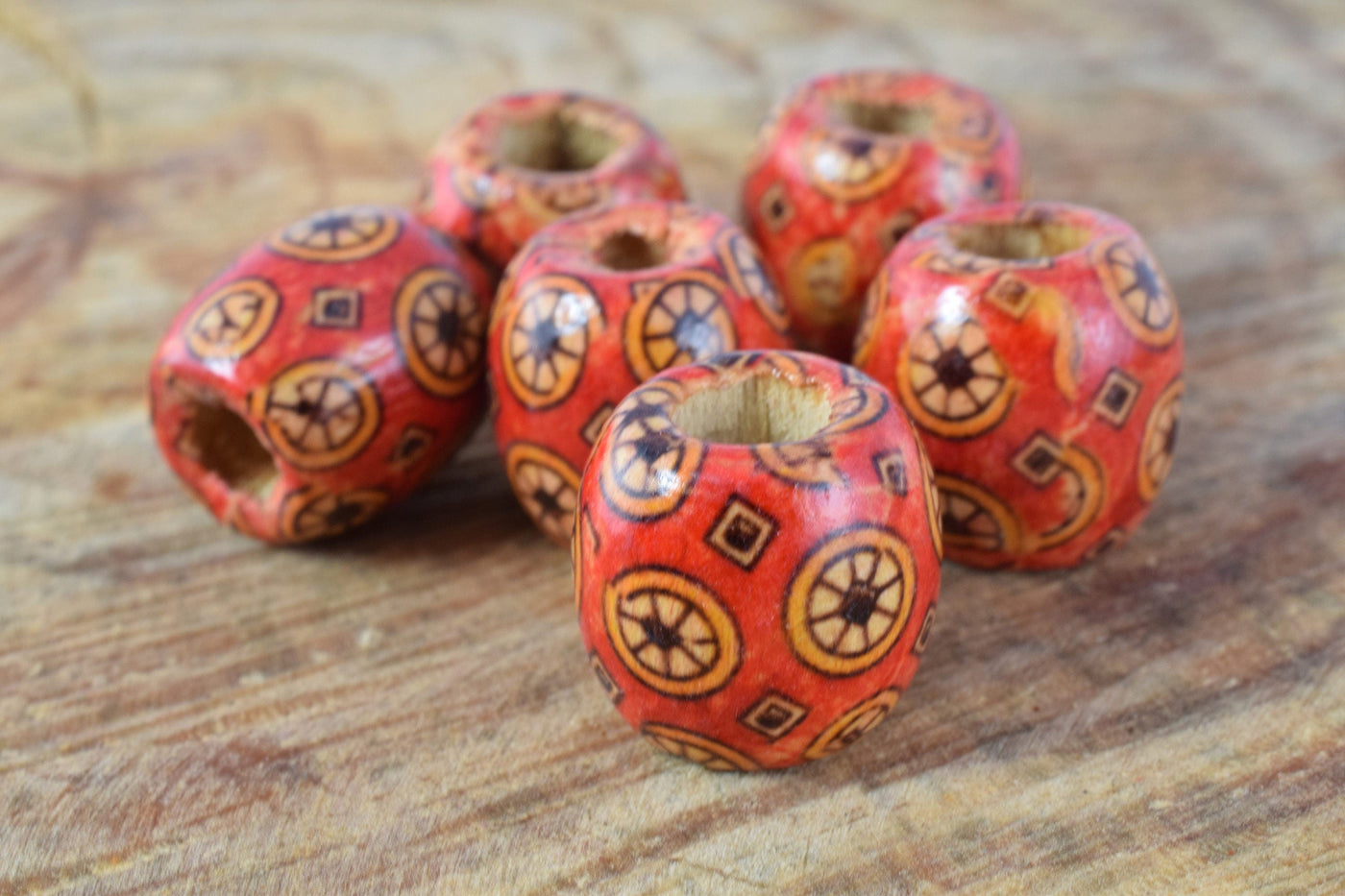 16mm Exotic Wooden Barrel Round Beads/Wooden Beads/ Floral Wooden/Leopard Wooden Beads/ Natural Large Hole Beads/Wooden Je...