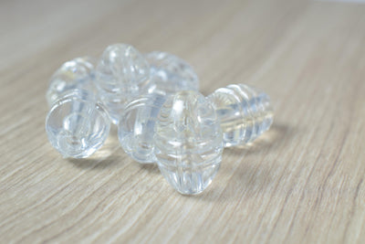 18 x 25mm Clear Ridge Lucite Plastic Beads/Vintage Barrel Plastic Clear Beads/Wholesale/Sold by 60 PCs, Clear Beads,Groove...