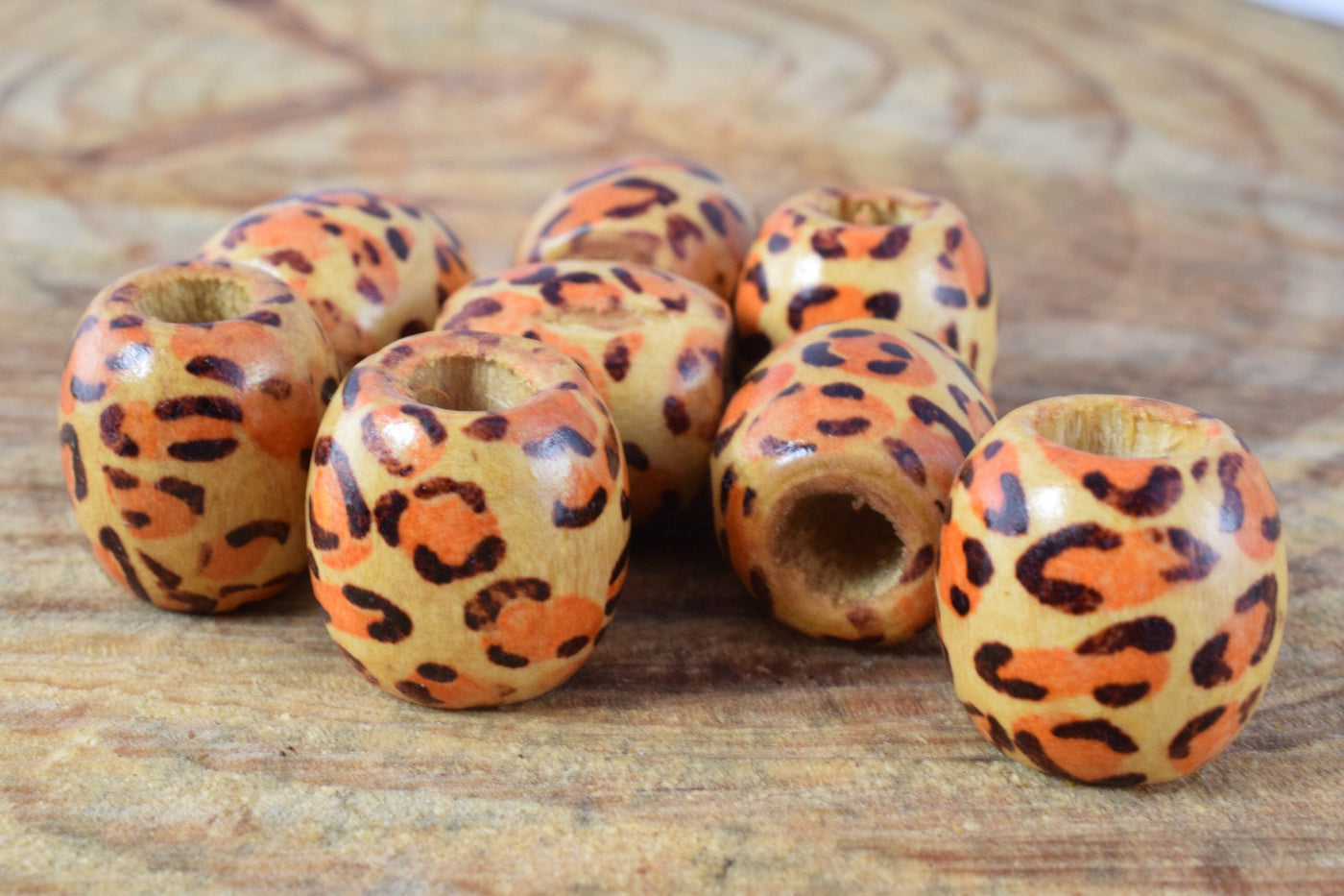 16mm Exotic Wooden Barrel Round Beads/Wooden Beads/ Floral Wooden/Leopard Wooden Beads/ Natural Large Hole Beads/Wooden Je...