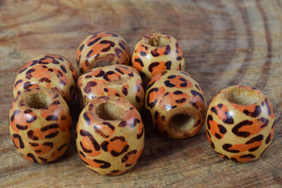 16mm Exotic Wooden Barrel Round Beads/Wooden Beads/ Floral Wooden/Leopard Wooden Beads/ Natural Large Hole Beads/Wooden Je...