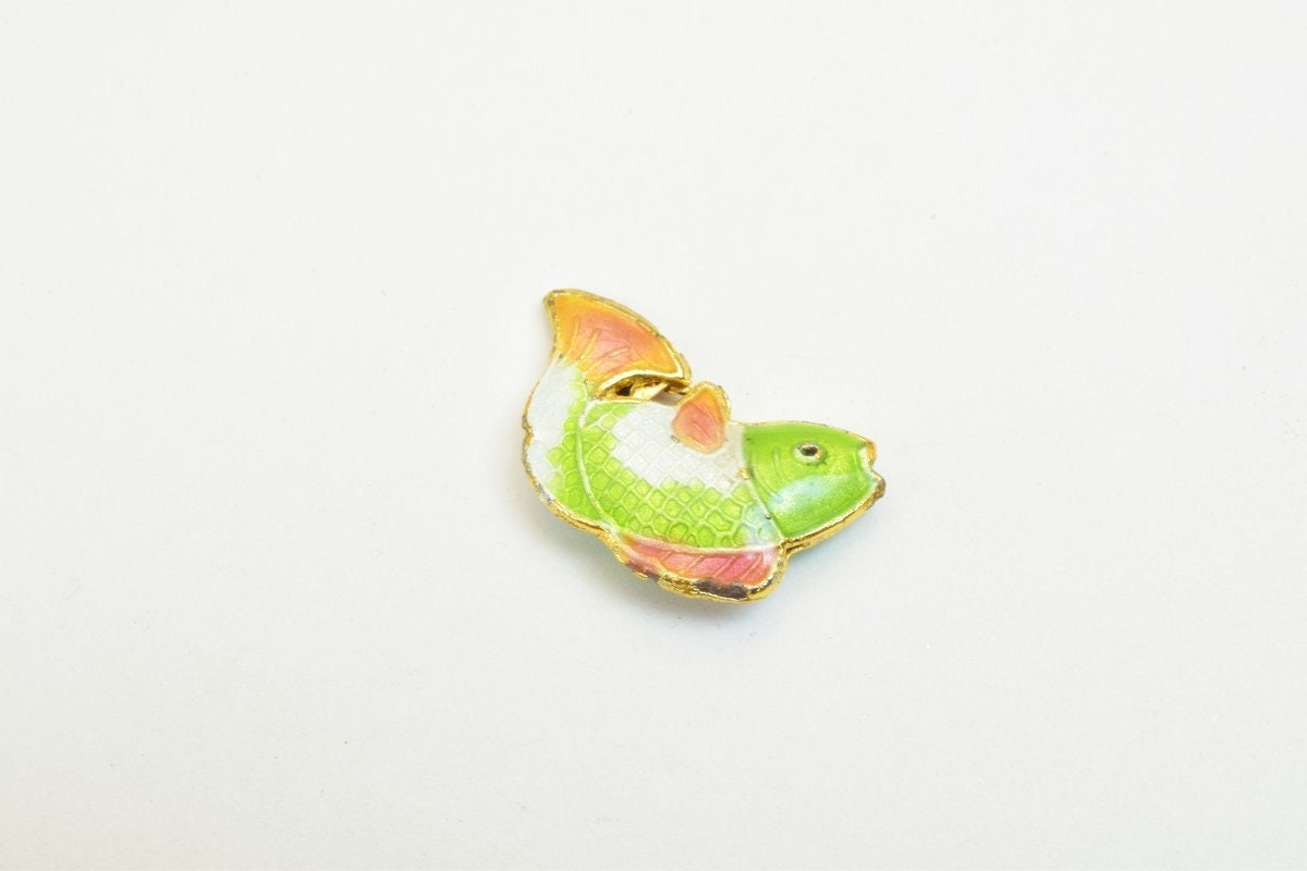 3 PCs Fish Cloisonne Pendant Beads Size 21x13mm Thickness 5mm Hole Size 1mm Enamel Design Sweater Chain Charm For Jewelry...
