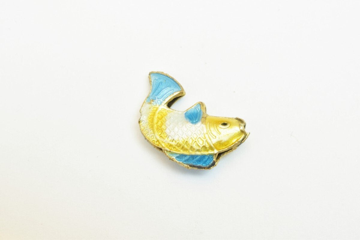 3 PCs Fish Cloisonne Pendant Beads Size 21x13mm Thickness 5mm Hole Size 1mm Enamel Design Sweater Chain Charm For Jewelry...