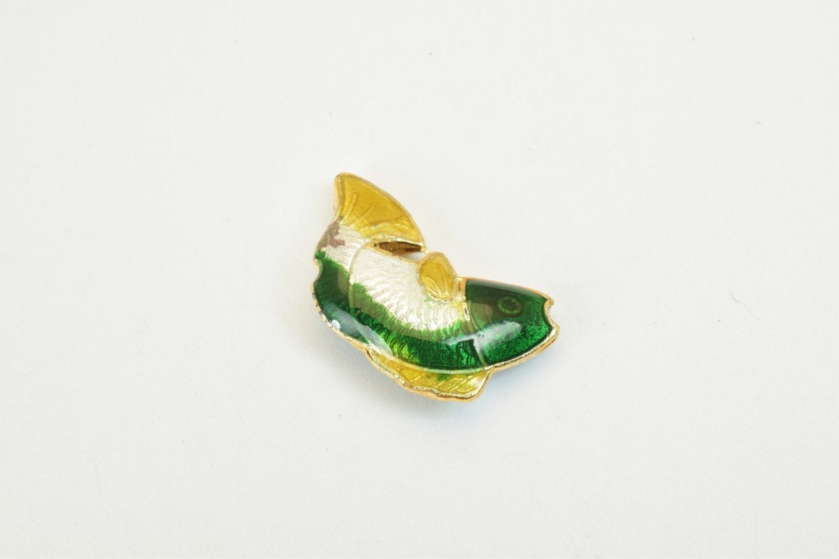 3 PCs Fish Cloisonne Pendant Beads Size 21x13mm Thickness 5mm Hole Size 1mm Enamel Design Sweater Chain Charm For Jewelry...
