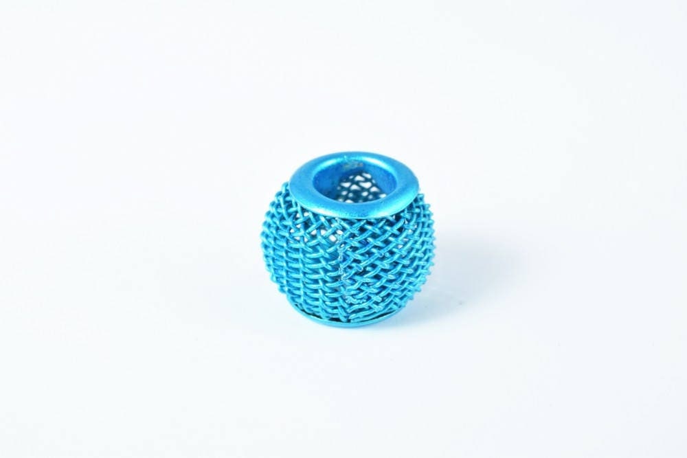 Wire Mesh Round Chunky Metal Beads: Basketball Wives Style Jewelry Components (12mm Large Hole, 6pcs, Metal Mesh)