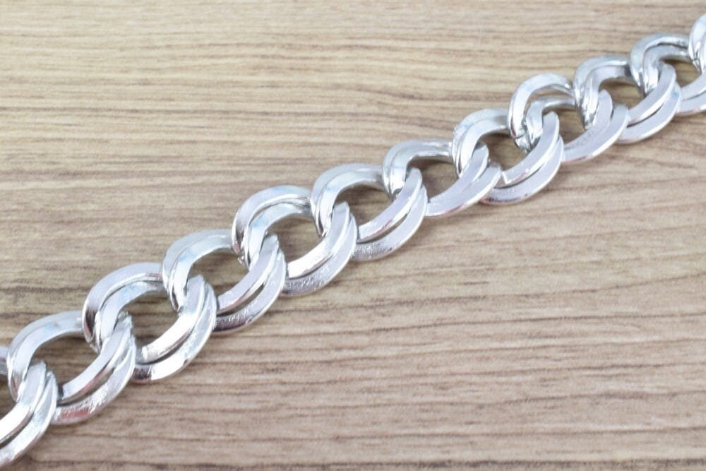 20x20mm Anodized Aluminum Chain, Silver Double Open Link for Handmade bracelet, Necklace Jewelry Accessories. 1 Yard (3 Fe...