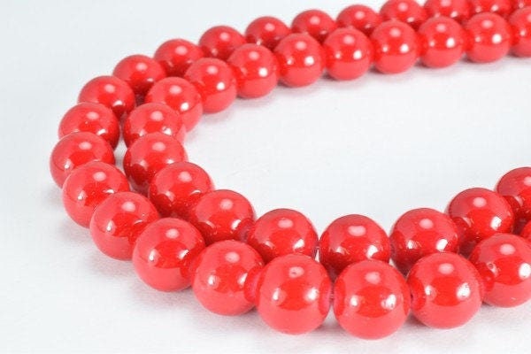 Red Glass Beads Round 12mm Shine Round Beads For Jewelry Making Item #789222045678 jewelry making supplies - detail image 3