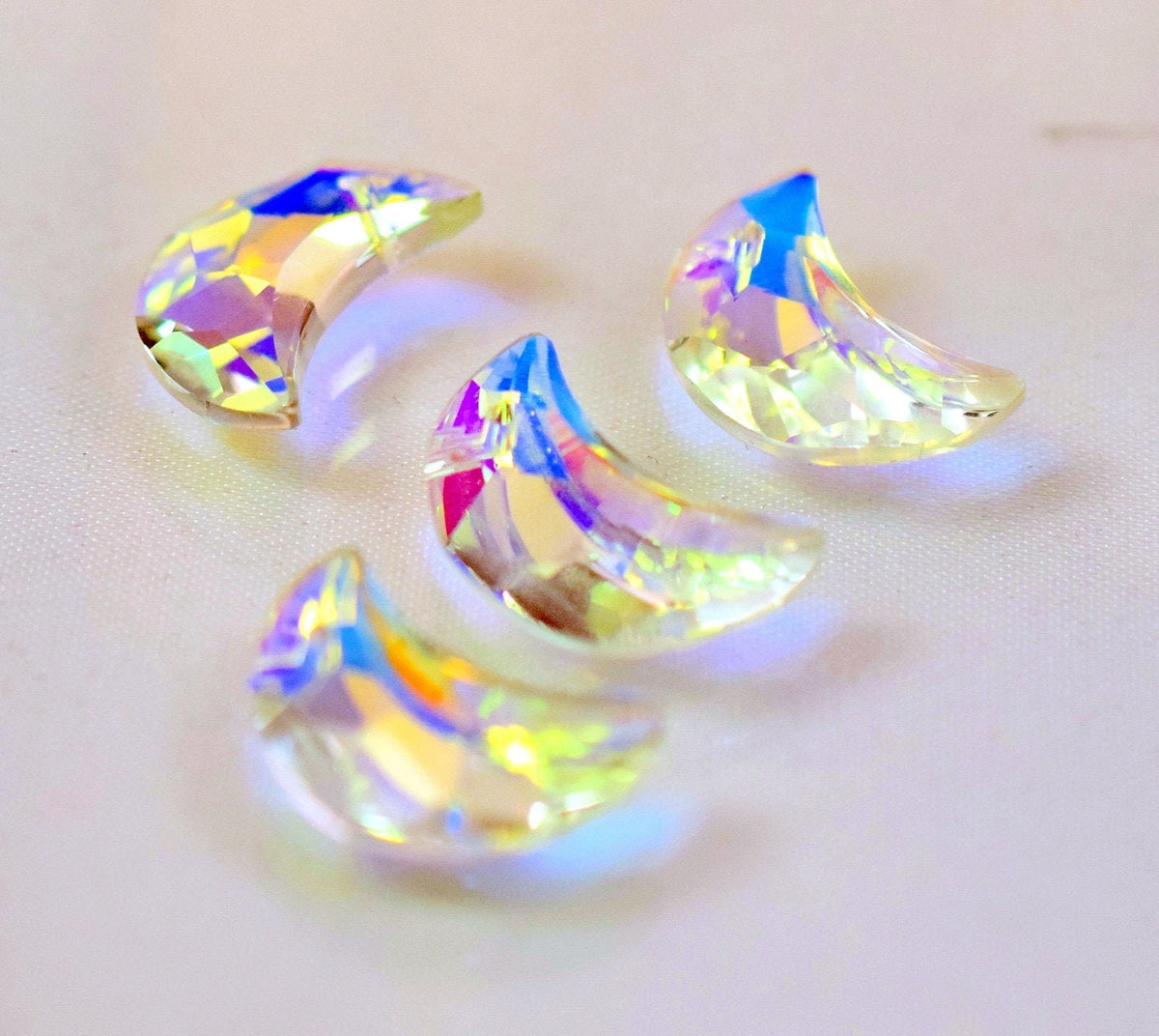 Crystal Chandelier Faceted Moon Shape Clear AB Iridescent 20x13mm, Hair jewelry , Top Hole, Sparkling Dangling Charm,Brace...