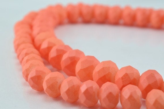 Matte Glass Beads Donut Rondelle Faceted for Jewelry Decoration Chandelier 4x6mm and 6x8mm. 2 Sizes Group 60 PCs ea Item#7...