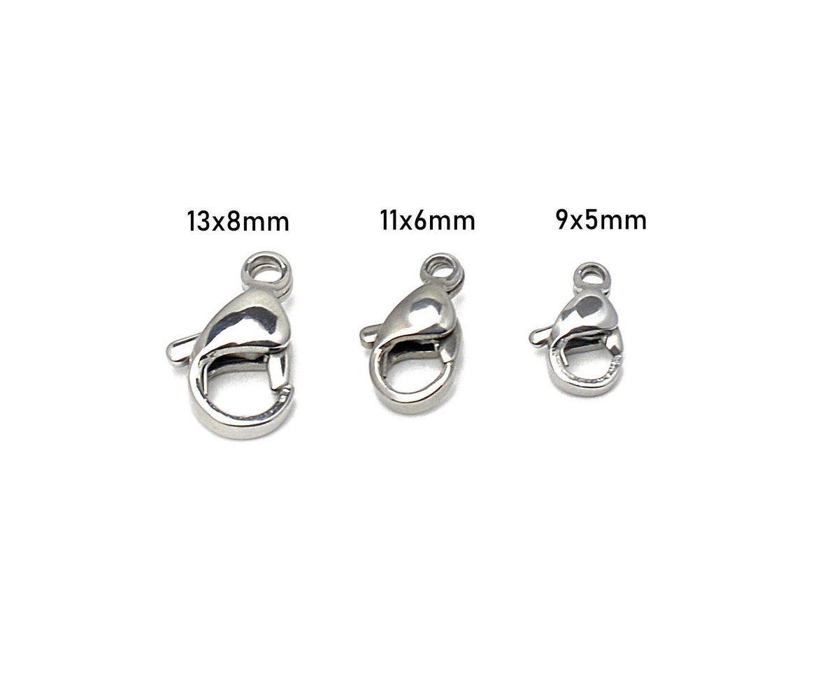 Stainless Steel Lobster Clasp 12PCs/Bag  different Sizes 9x5mm/11x6mm/11x5mm/13x6mm/13x8mm/15x7mm Jewelry Finding Parts Fo...