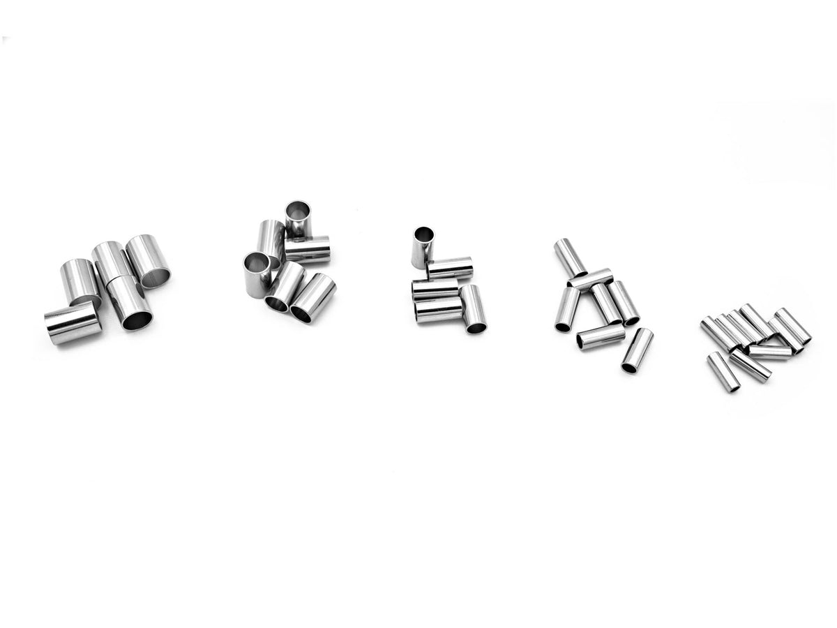 Plain Tube Spacer Silver Beads: Multi-Size Stainless Steel Cylinders, Durable Finish | Jewelry Making, Bulk Supply | 20 Pieces Set