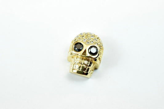 Skull Micro Pave 14K Gold Filled Look, EP CZ Cubic Zirconia  GFM40A jewelry making supplies