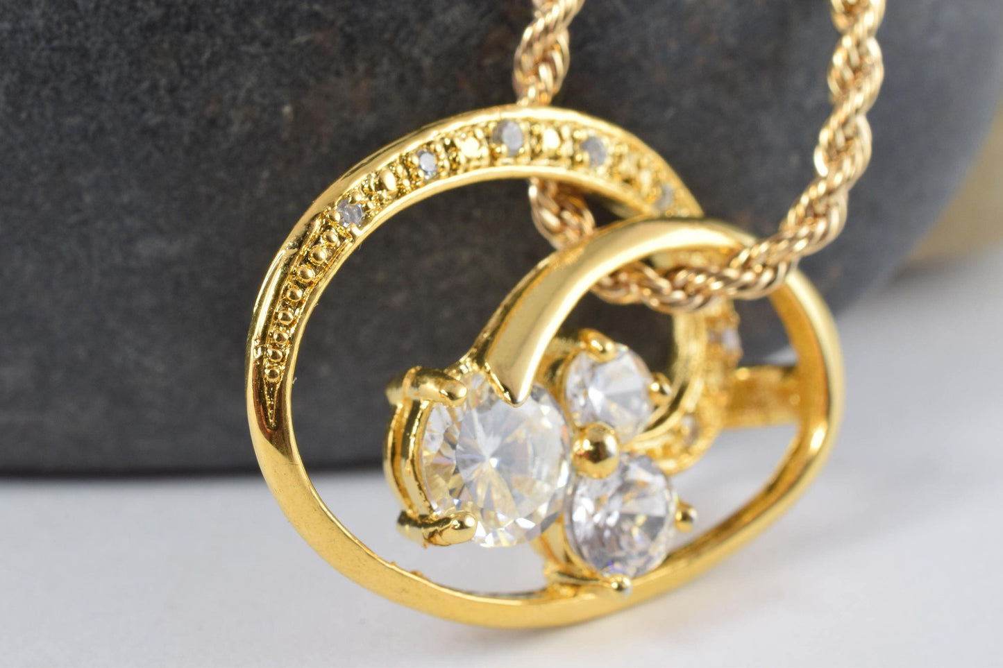 24x32mm 18KT Gold Filled CubicZirconiaCircle Pendant Elegant Design Infinity Round Cubic Zirconia Crystal, Gold Filled Pen...