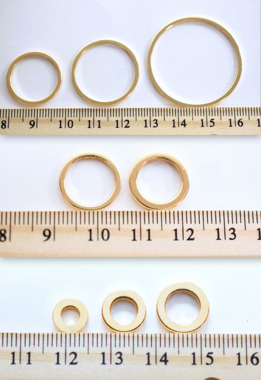 Gold Filled Look, EP Square wire closed jump ring sizes 8mm/10mm/12mm/15mm/20mm/25mm/35mm jewelry making supplies - detail...