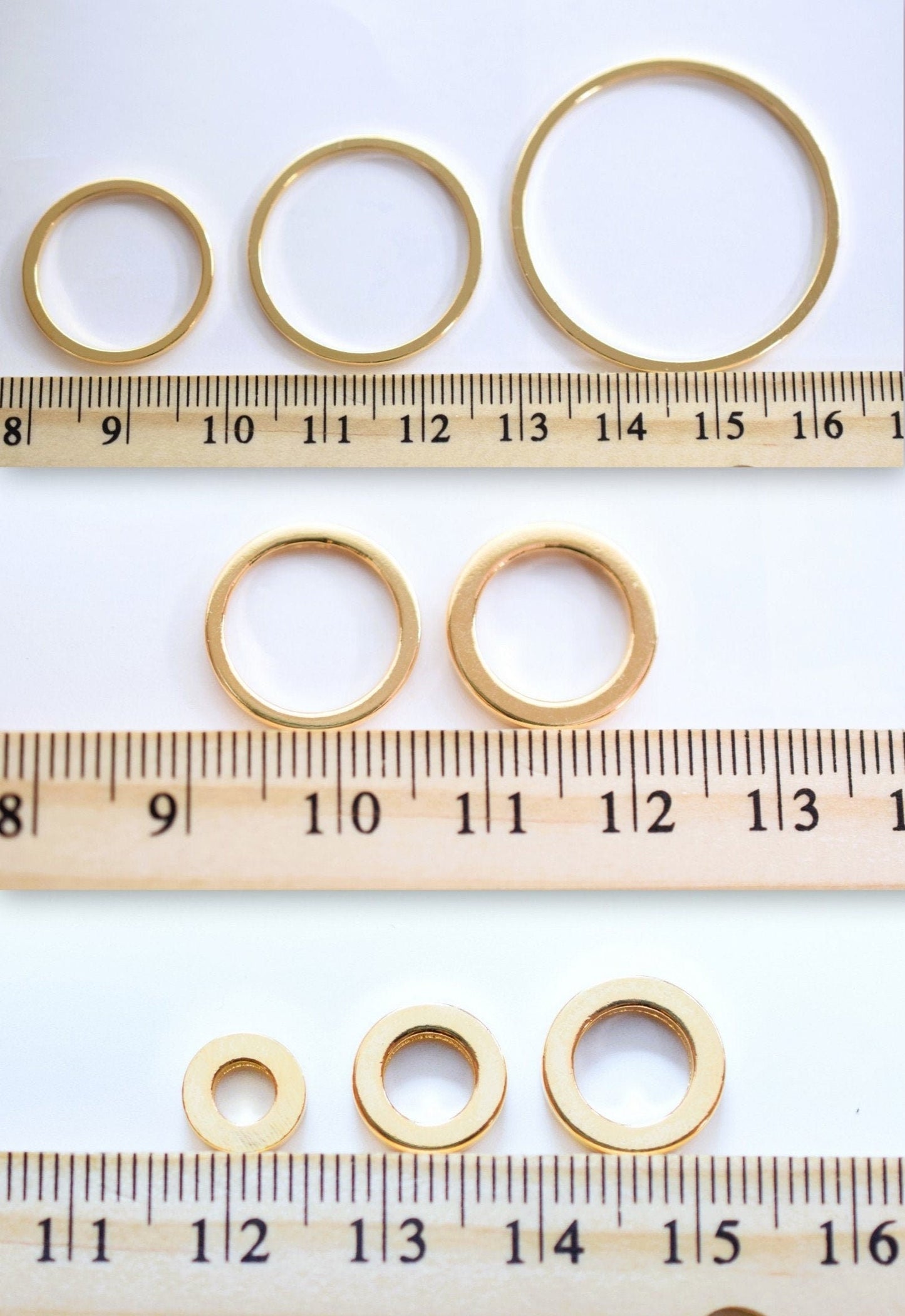 Square Jump Rings, Gold Filled Look Jewelry Findings, Geometric Design (8mm-35mm)