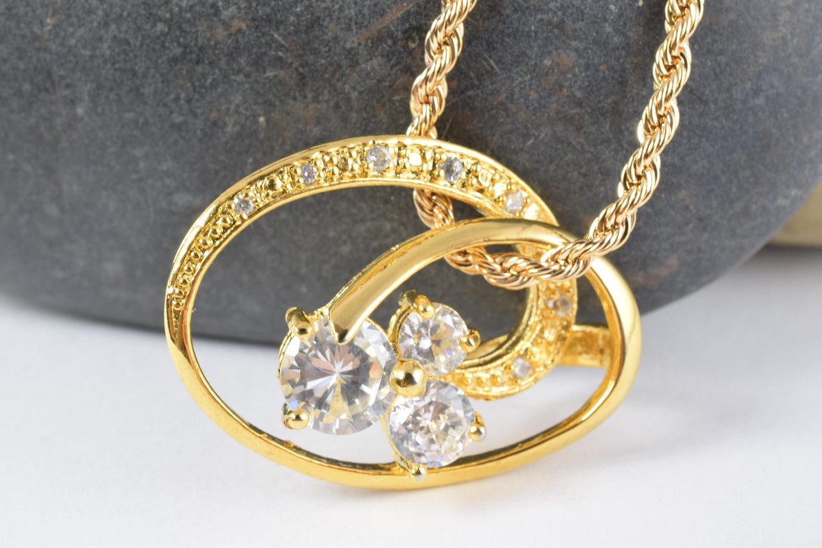 24x32mm 18KT Gold Filled CubicZirconiaCircle Pendant Elegant Design Infinity Round Cubic Zirconia Crystal, Gold Filled Pen...
