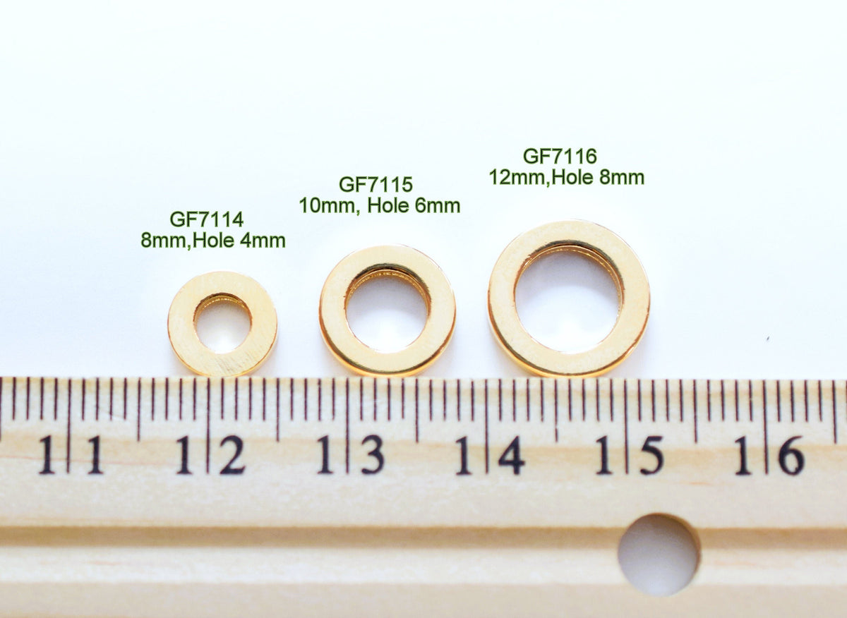 Gold Filled Look, EP Square wire closed jump ring sizes 8mm/10mm/12mm/15mm/20mm/25mm/35mm jewelry making supplies - detail...