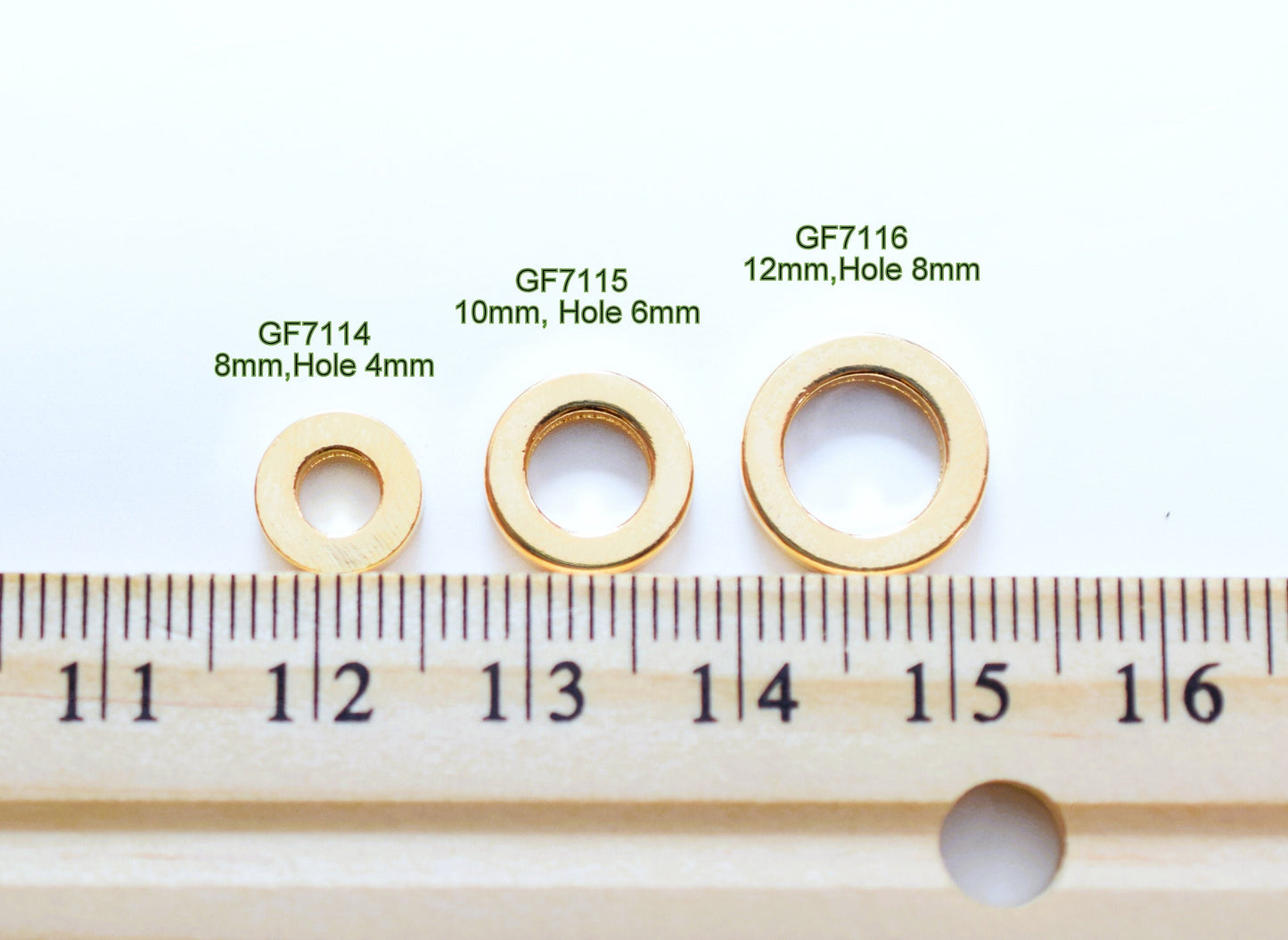 Square Jump Rings, Gold Filled Look Jewelry Findings, Geometric Design (8mm-35mm)