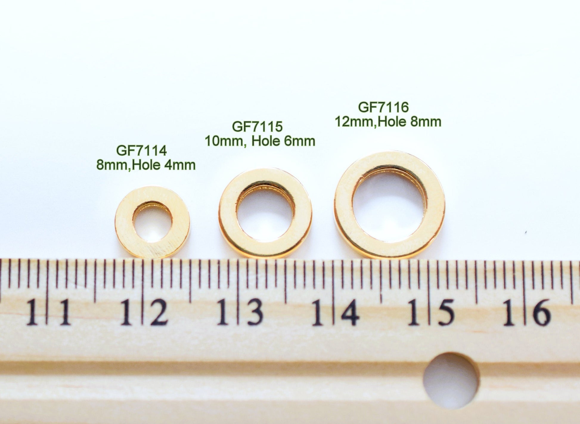 Square Jump Rings, Gold Filled Look Jewelry Findings, Geometric Design (8mm-35mm)