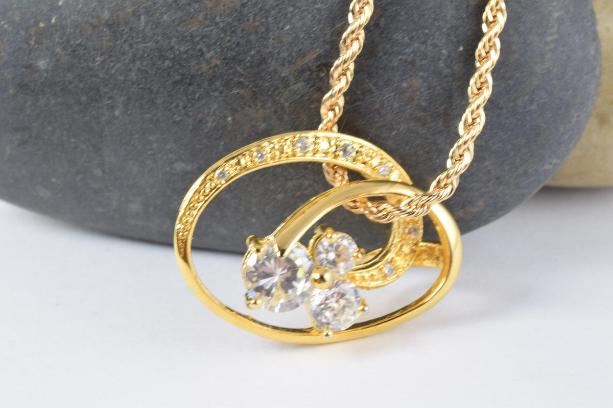 24x32mm 18KT Gold Filled CubicZirconiaCircle Pendant Elegant Design Infinity Round Cubic Zirconia Crystal, Gold Filled Pen...