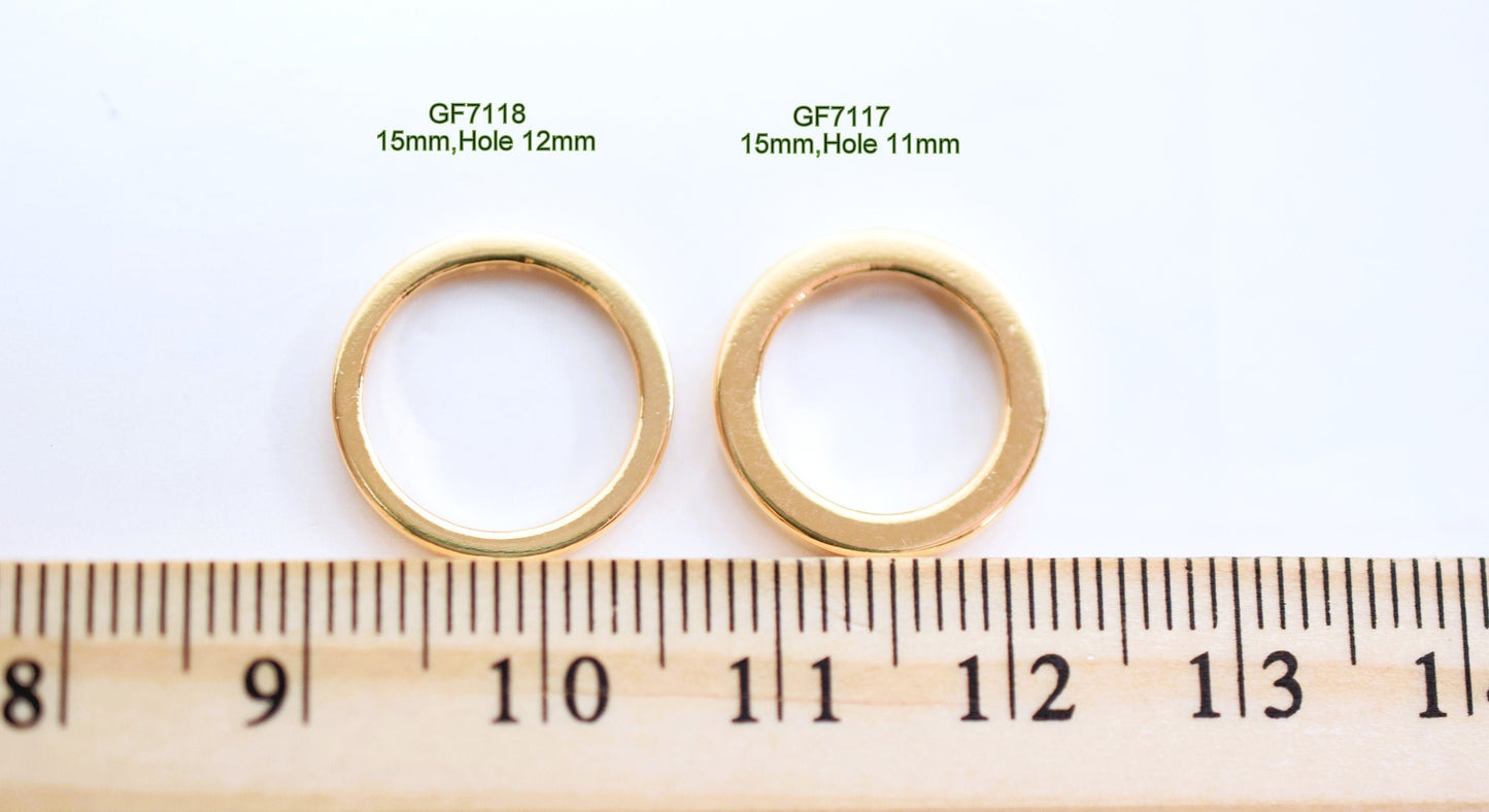 Square Jump Rings, Gold Filled Look Jewelry Findings, Geometric Design (8mm-35mm)