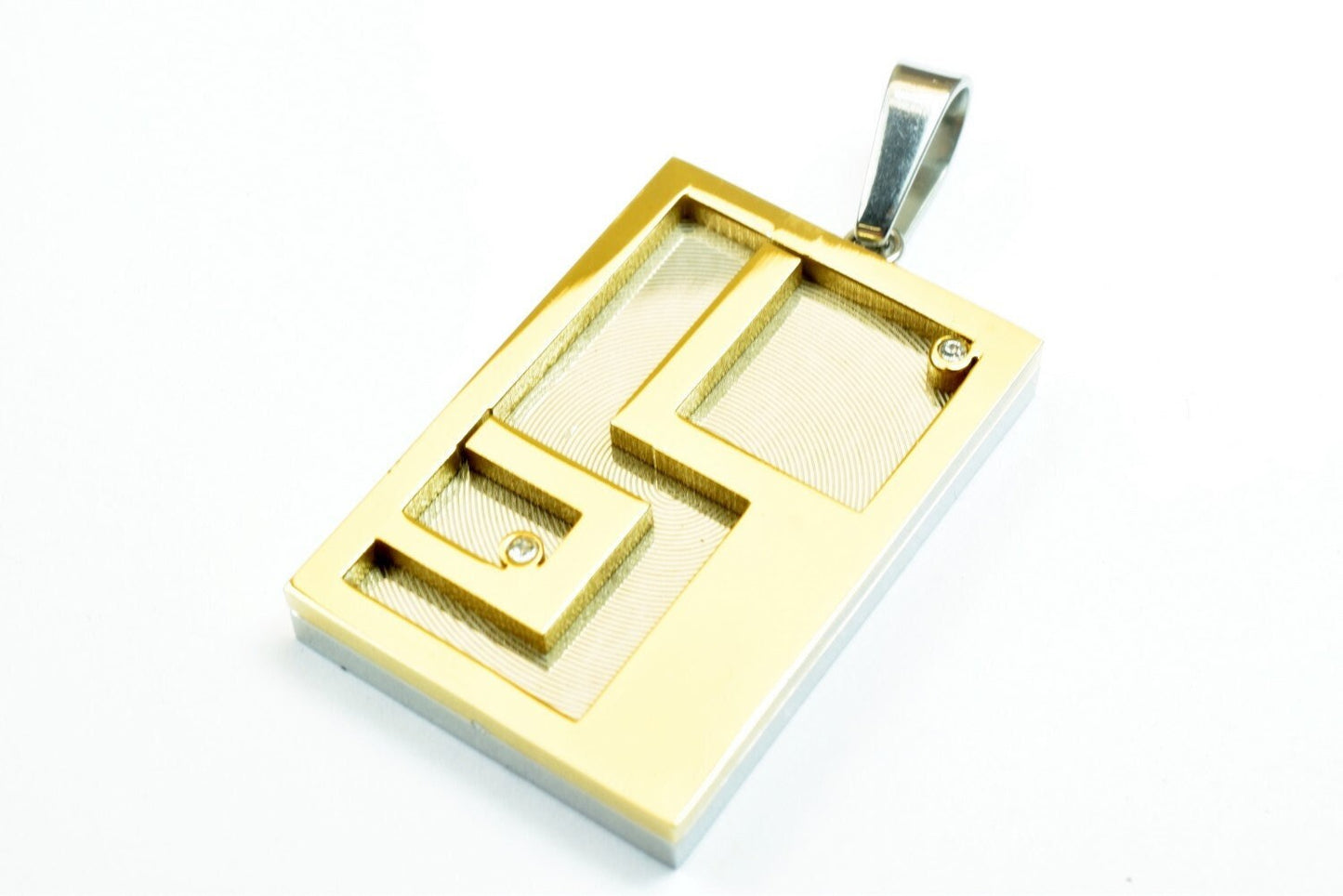 18K Gold Filled Stainless Steel Pendant With Rhinestone CZ Cubic Zirconia Charm Gold and Silver Color Size 39x24.5mm For J...
