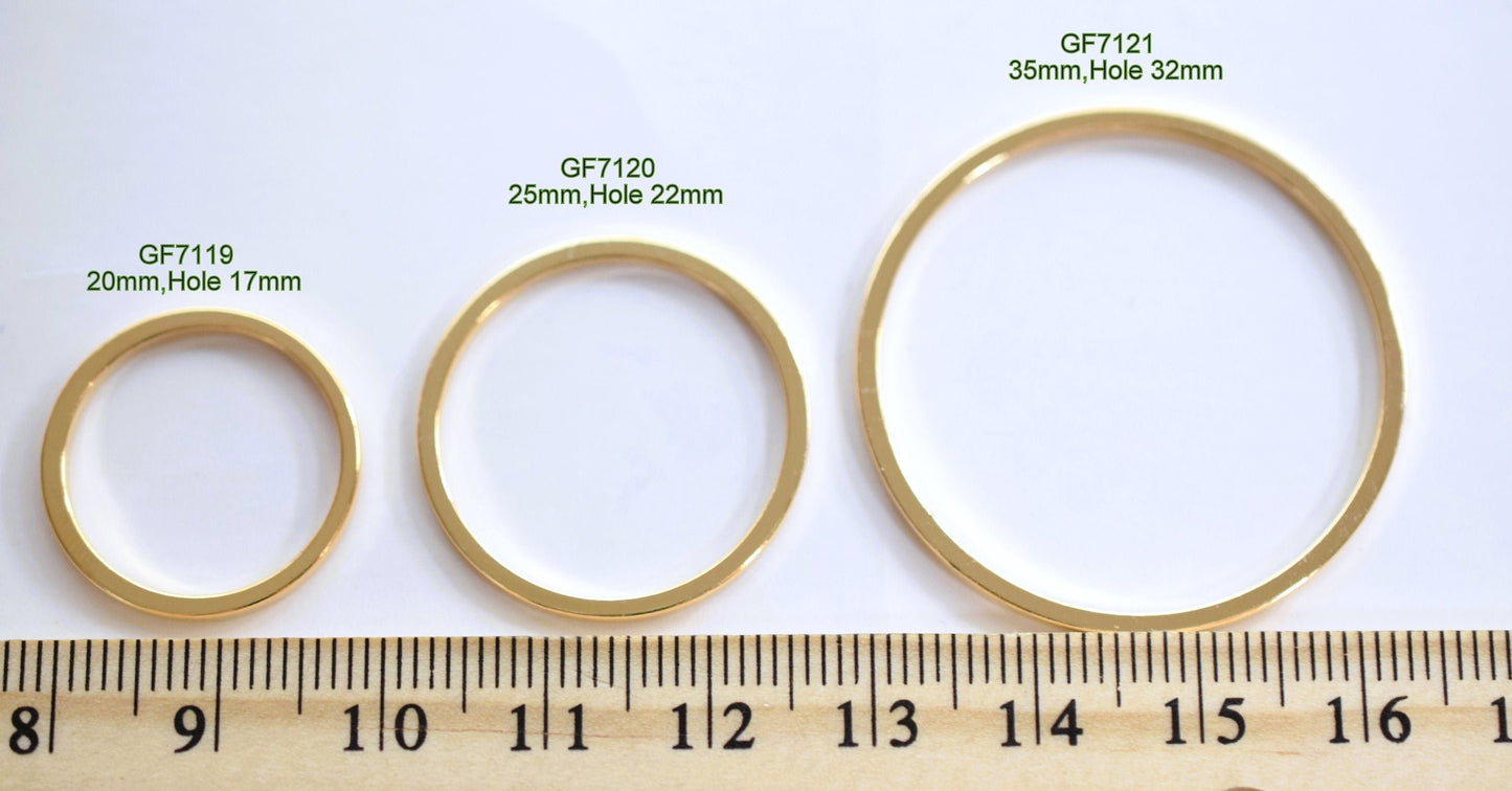 Square Jump Rings, Gold Filled Look Jewelry Findings, Geometric Design (8mm-35mm)