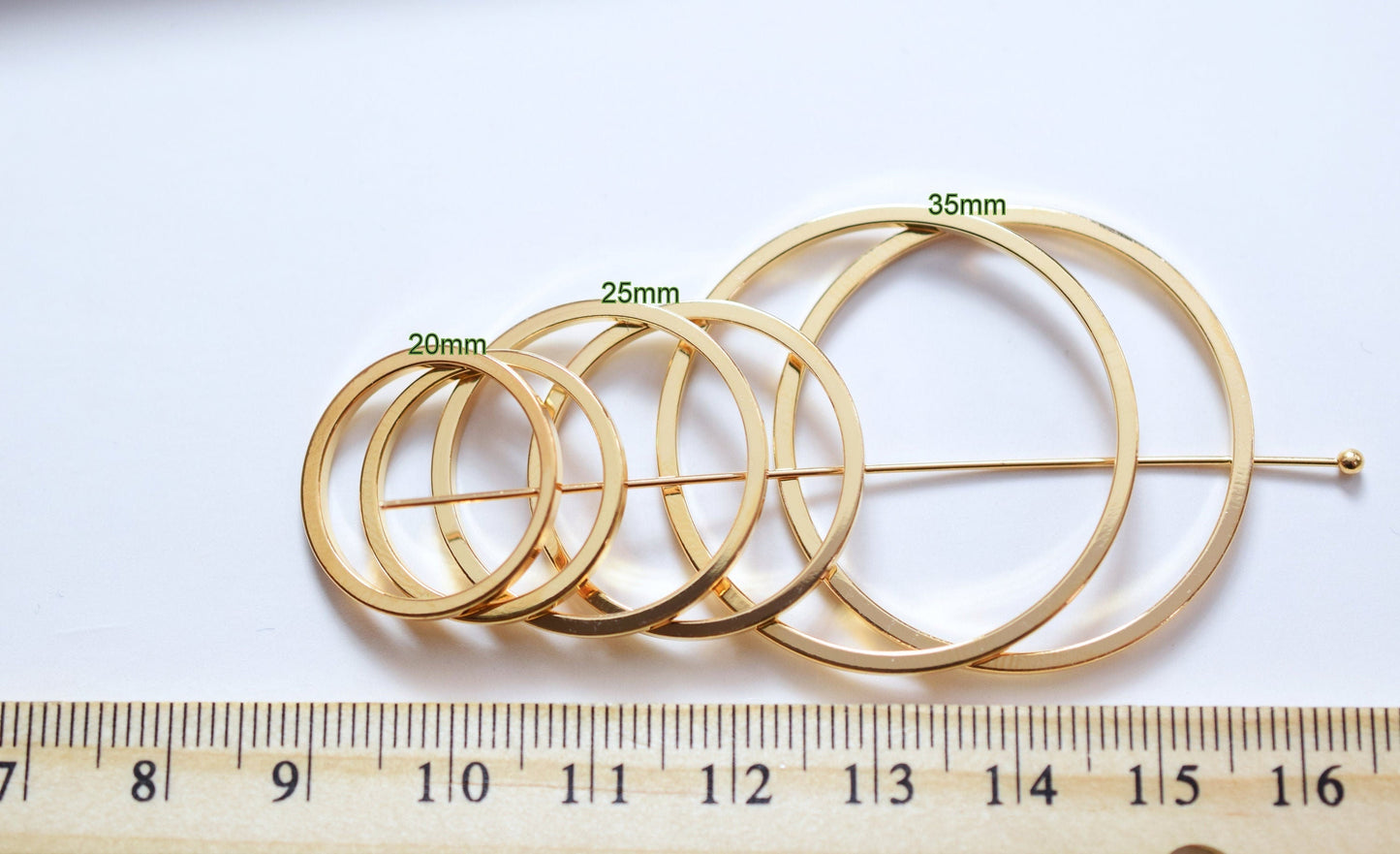 Square Jump Rings, Gold Filled Look Jewelry Findings, Geometric Design (8mm-35mm)