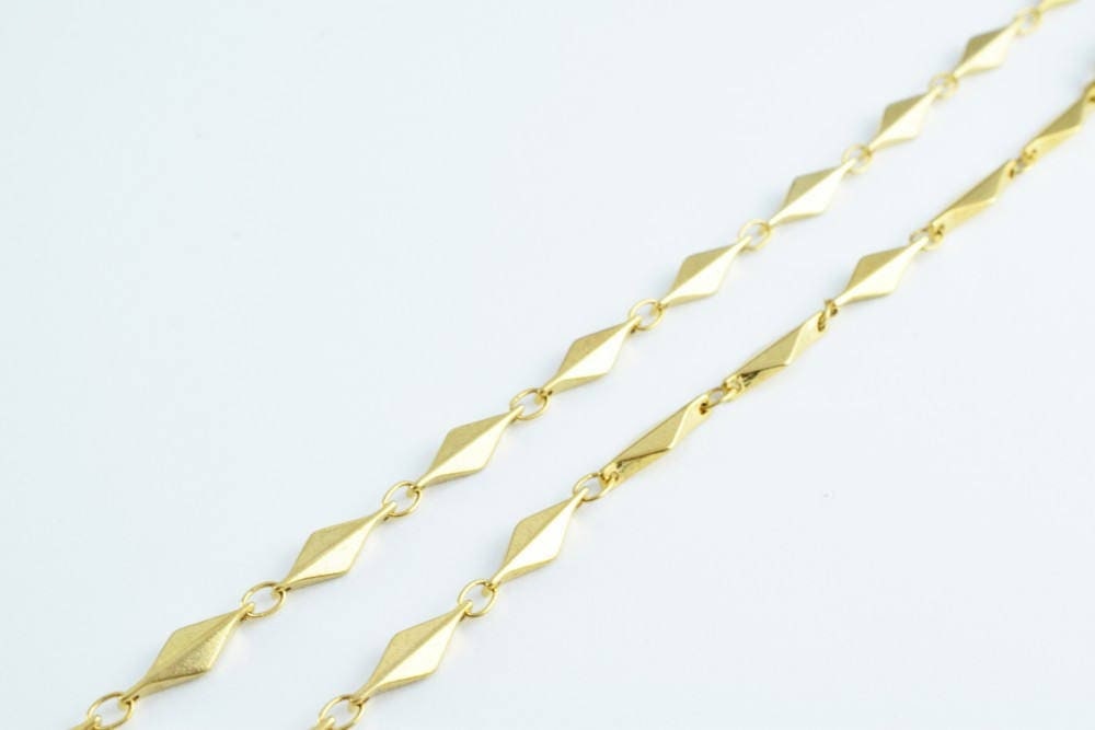 Gold Filled EP Diamond Bar Link Chain 18KT Gold Filled Size 19" /23" Long 4mm Width 2mm Thickness Item #CG11/ CG11A jewelr...