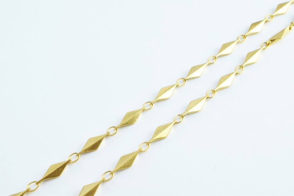 Gold Filled EP Diamond Bar Link Chain 18KT Gold Filled Size 19" /23" Long 4mm Width 2mm Thickness Item #CG11/ CG11A jewelr...