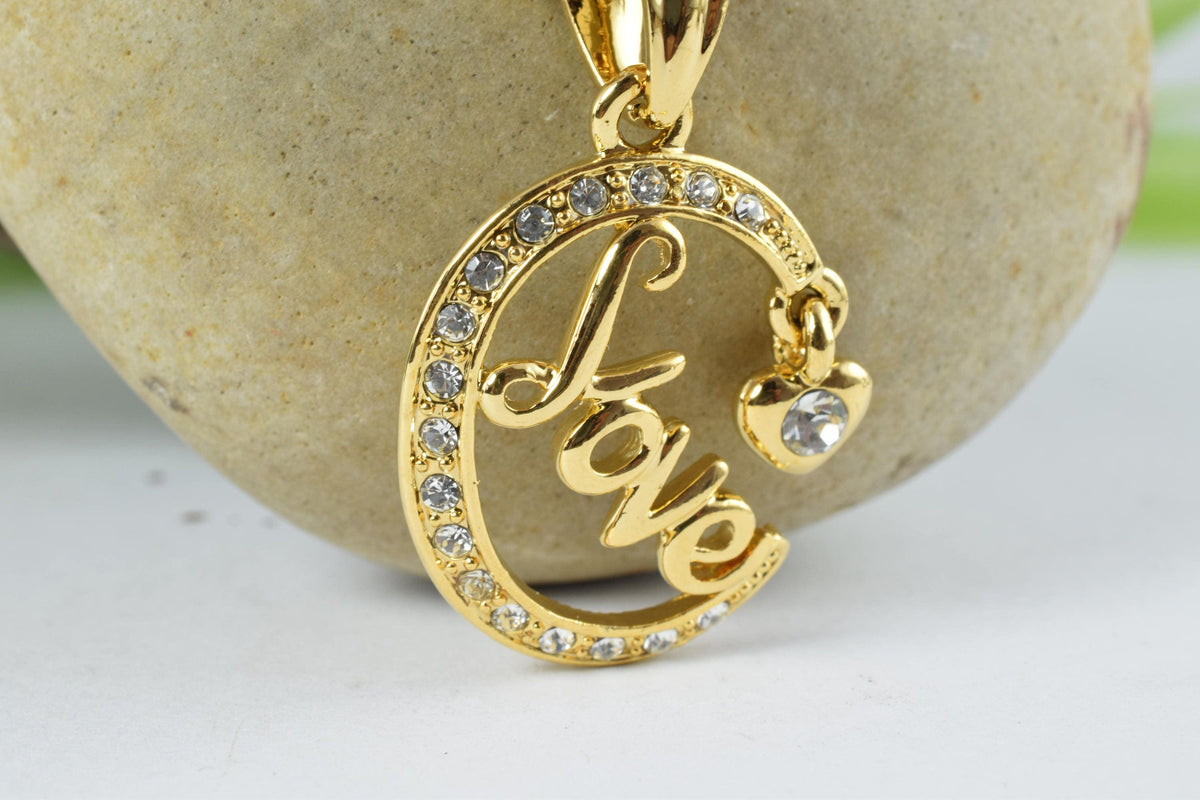 18K Love as Gold Filled* Pendants With CZ Cubic Zirconia Size 27.5x20mm with Heart Charm Valentine's Day Gift For Jewelry...