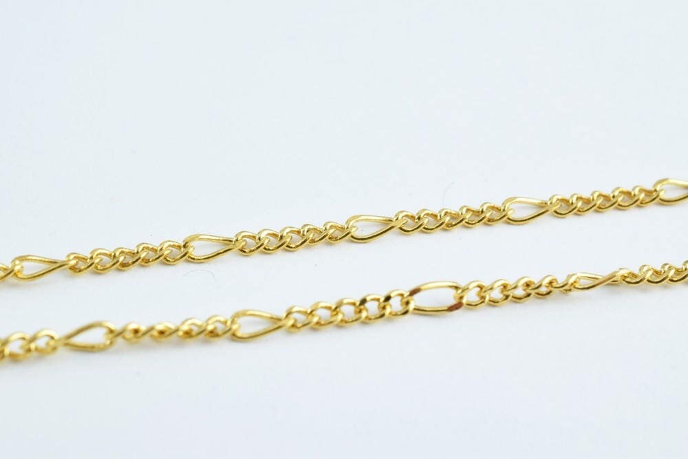 Gold Filled EP Figaro Chain 18KT Gold Filled Size 20" Long 2mm Width 1mm Thickness  Item #CG111 jewelry making supplies -...
