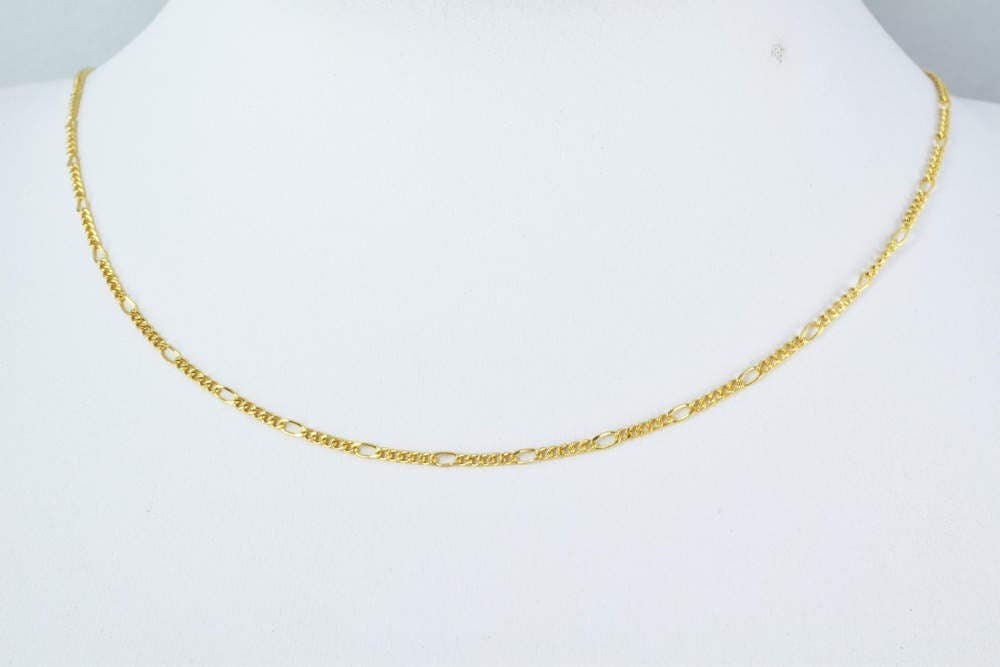 Gold Filled EP Figaro Chain 18KT Gold Filled Size 20" Long 2mm Width 1mm Thickness  Item #CG111 jewelry making supplies -...