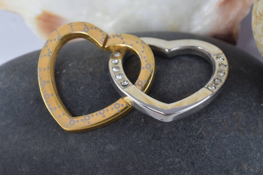 18K Gold Filled Heart in Heart Stainless Steel Pendant Charm Gold and Silver Color With Cubic Zirconia Stone For Jewelry M...