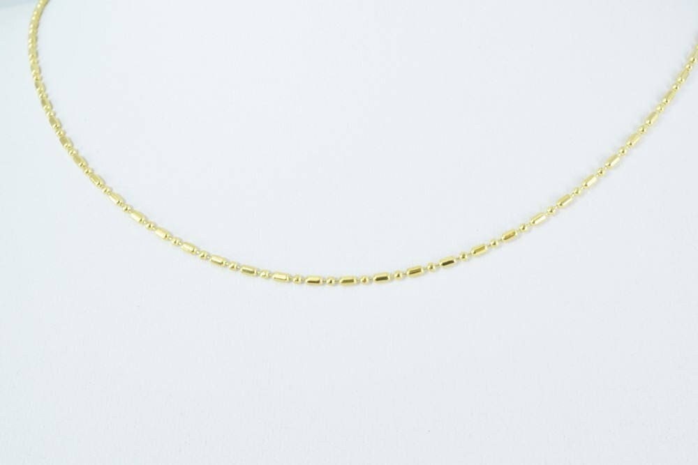 14k Gold Filled Alternative Beaded Chain Bar: Dainty Gold Ball Chain, (13.5", 1.5mm Width, Tarnish Resistant)