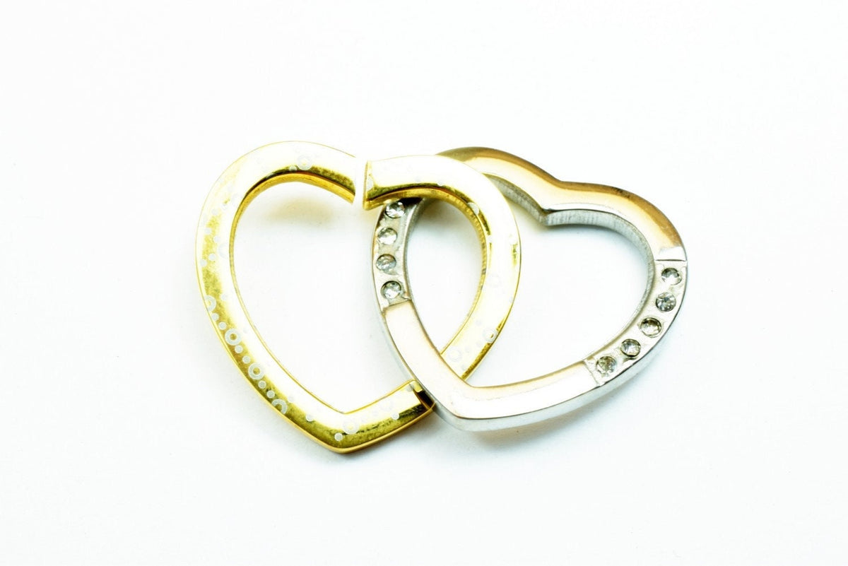 18K Gold Filled Heart in Heart Stainless Steel Pendant Charm Gold and Silver Color With Cubic Zirconia Stone For Jewelry M...