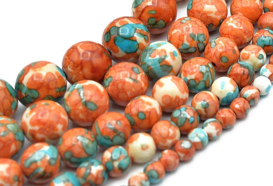 orange rain flower jasper gemstone round stone beads 4 mm 6 mm 8 mm 10 mm 12 mm natural healing stone chakra stones for je...