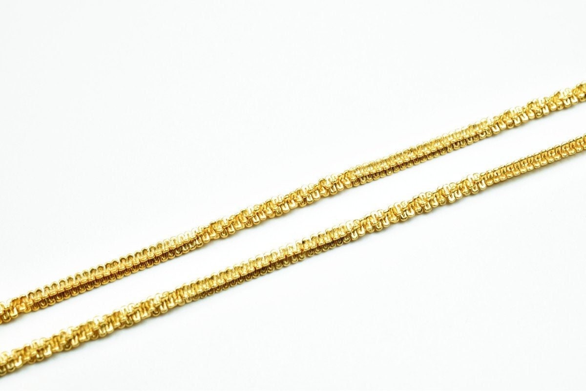 18K Pinky Gold Filled EP Chain Straight and Twisted Size 19.5" Long 2mm Width 2mm Thick  CG329 jewelry making supplies