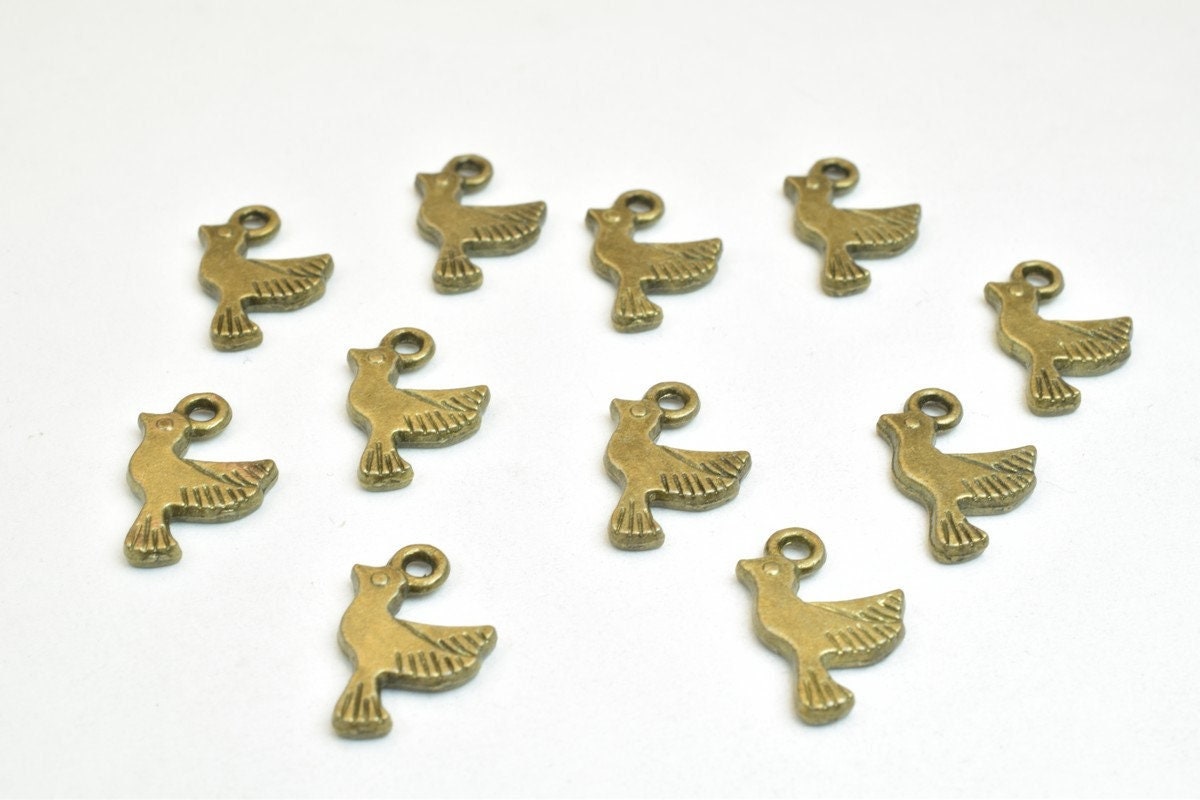 18 PCs Bird Charm Antique Green Alloy Size 14.5x9mm Thickness 1.5mm Jump Ring 1.5mm Decorative Design Jewelry Making jewel...