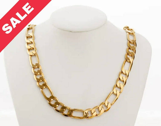 Figaro Chain 1mm Electroplated Gold, Jewelry Supply, Thin Cable Style (6.5-7mm Width, 18K Gold Tone Copper)