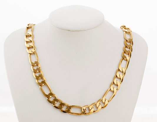 Figaro Chain 1mm Electroplated Gold, Jewelry Supply, Thin Cable Style (6.5-7mm Width, 18K Gold Tone Copper)