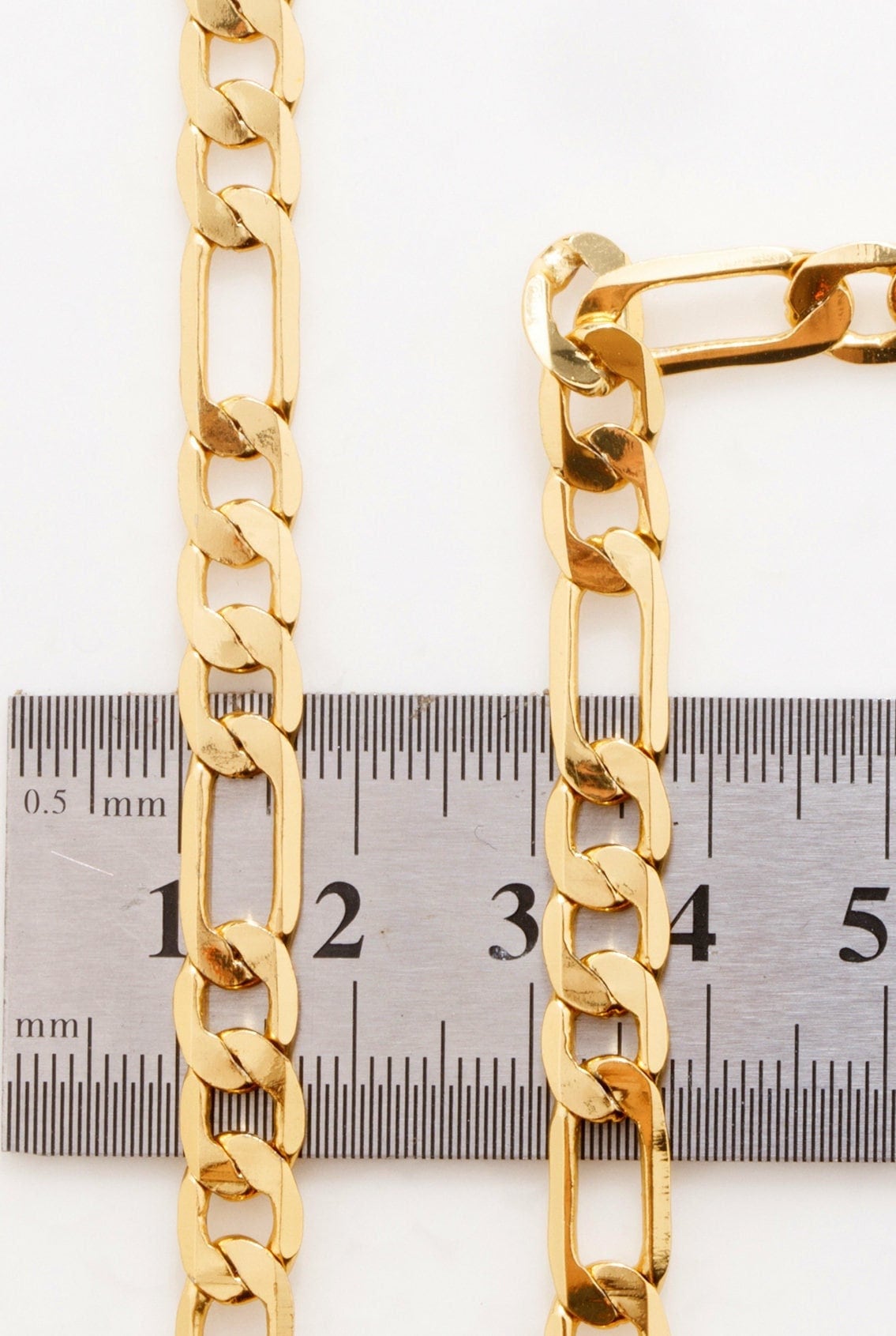 Figaro Chain 1mm Electroplated Gold, Jewelry Supply, Thin Cable Style (6.5-7mm Width, 18K Gold Tone Copper)