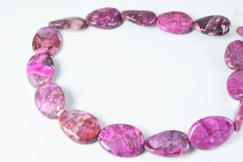 Purple Charoite Agate Oval Gemstone Beads 1 strand 15 PCs Size 25mm Hole Size 1mm Natural, healing, chakra, birthstone for...