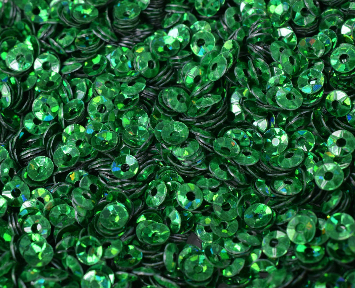 Deep Green Cup Iridescent Sheen Sequins: 3mm Round Loose Paillettes, 2000pcs Pack | Craft Supplies, Embellishments, Sewing Trim