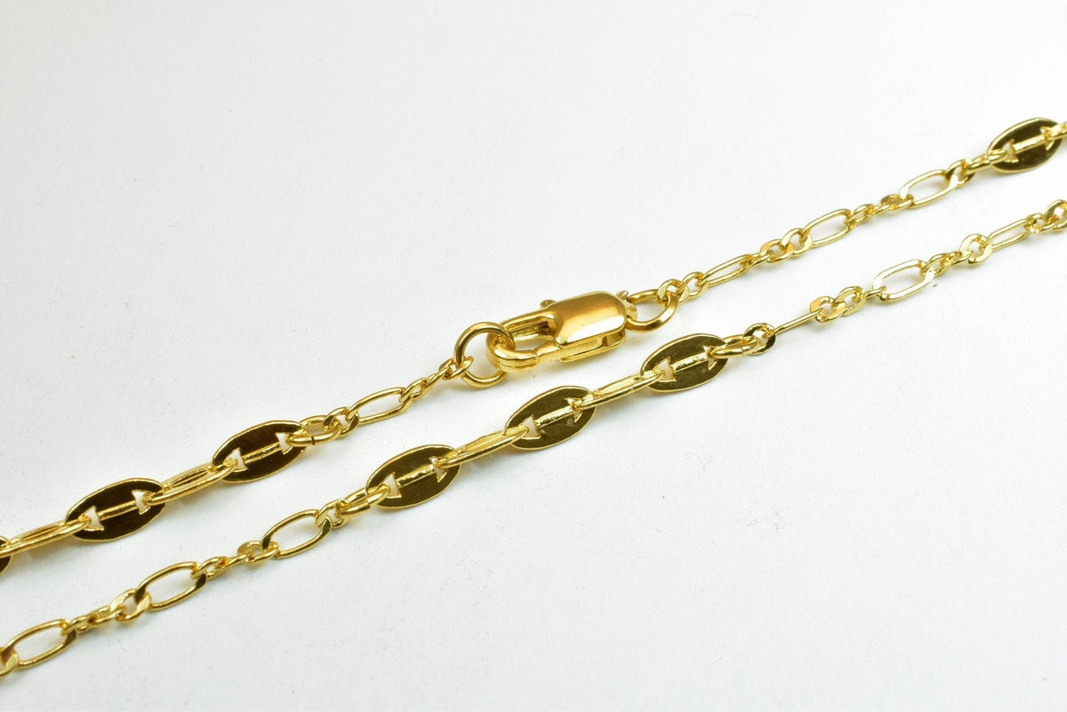 18K Gold Filled Alternative Mixed Cuban Cable Chain: 17 1/4" Length, 4mm Width, | Tarnish Resistant, Durable Finish