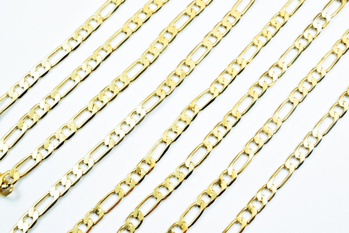 18K Gold Filled EP Figaro Chain Width 2.5mm, Thickness 0.5mm, 31" Inches Bohemian Findings Jewelry For Jewelry Making  CG1...