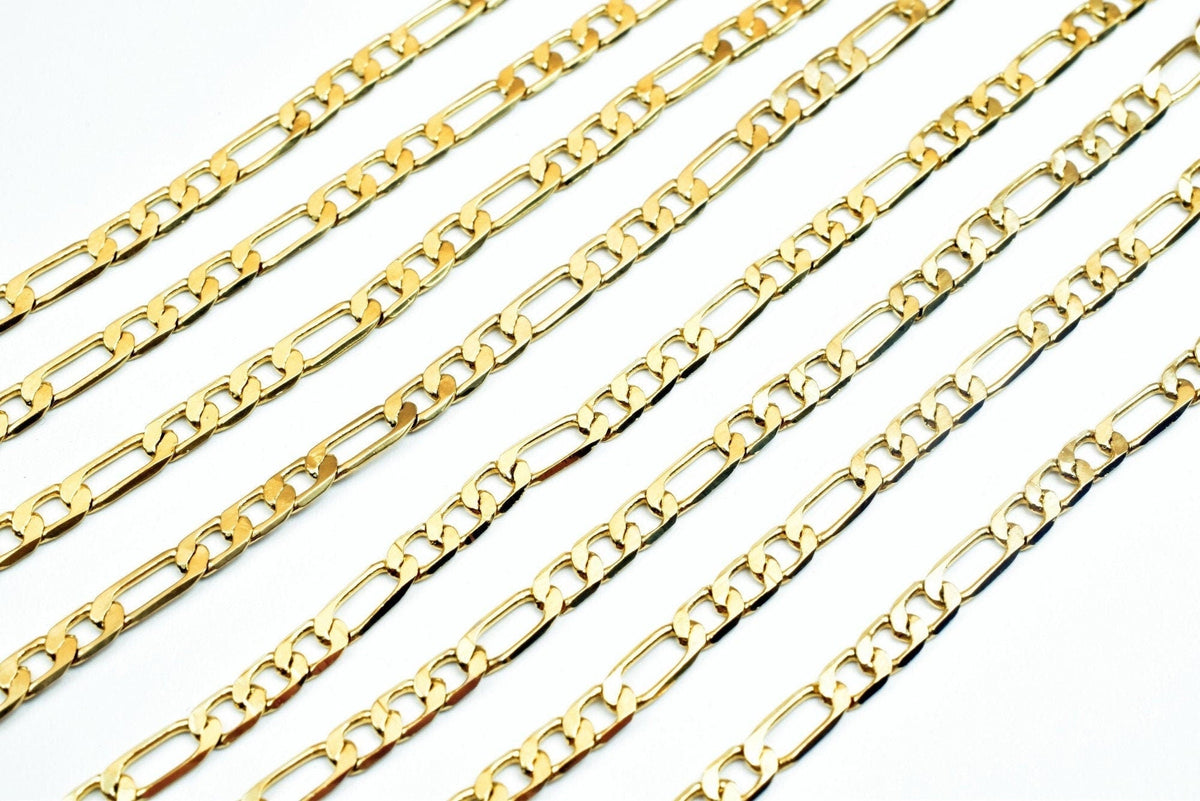 18K Gold Filled EP Figaro Chain Width 2.5mm, Thickness 0.5mm, 31" Inches Bohemian Findings Jewelry For Jewelry Making  CG1...