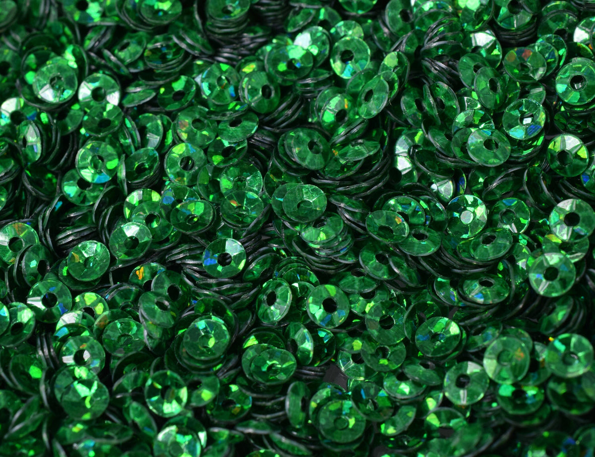 Deep Green Cup Iridescent Sheen Sequins: 3mm Round Loose Paillettes, 2000pcs Pack | Craft Supplies, Embellishments, Sewing Trim